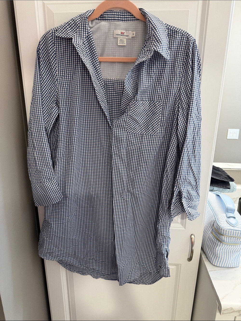 Vineyard Vines Navy and White Gingham Button-Down Shirt